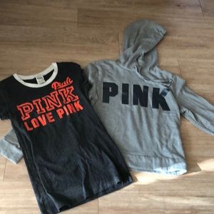 XS PINK hoodie and t shirt